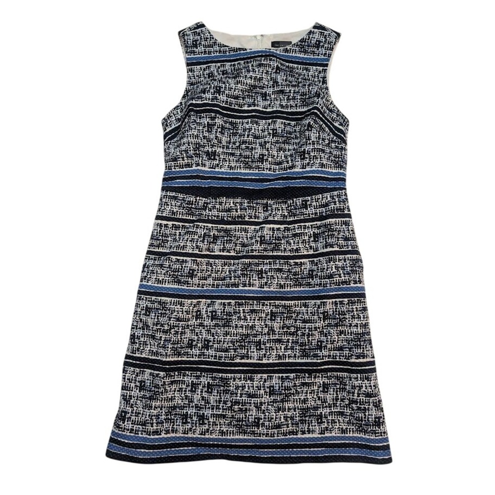 Women's The Limited‎ Outlet Shift Tweed Style Dress Navy/White Sz 8